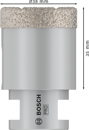 Broca de núcleo seco Bosch PRO Ceramic com 38 mm de diâmetro.